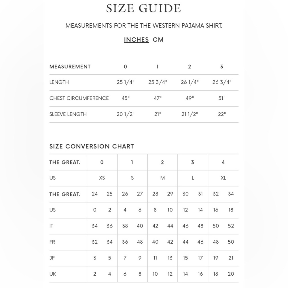 THE GREAT. Western Pajama Shirt Size 2 Anthropologie Pajama Top Medium - Picture 10 of 10